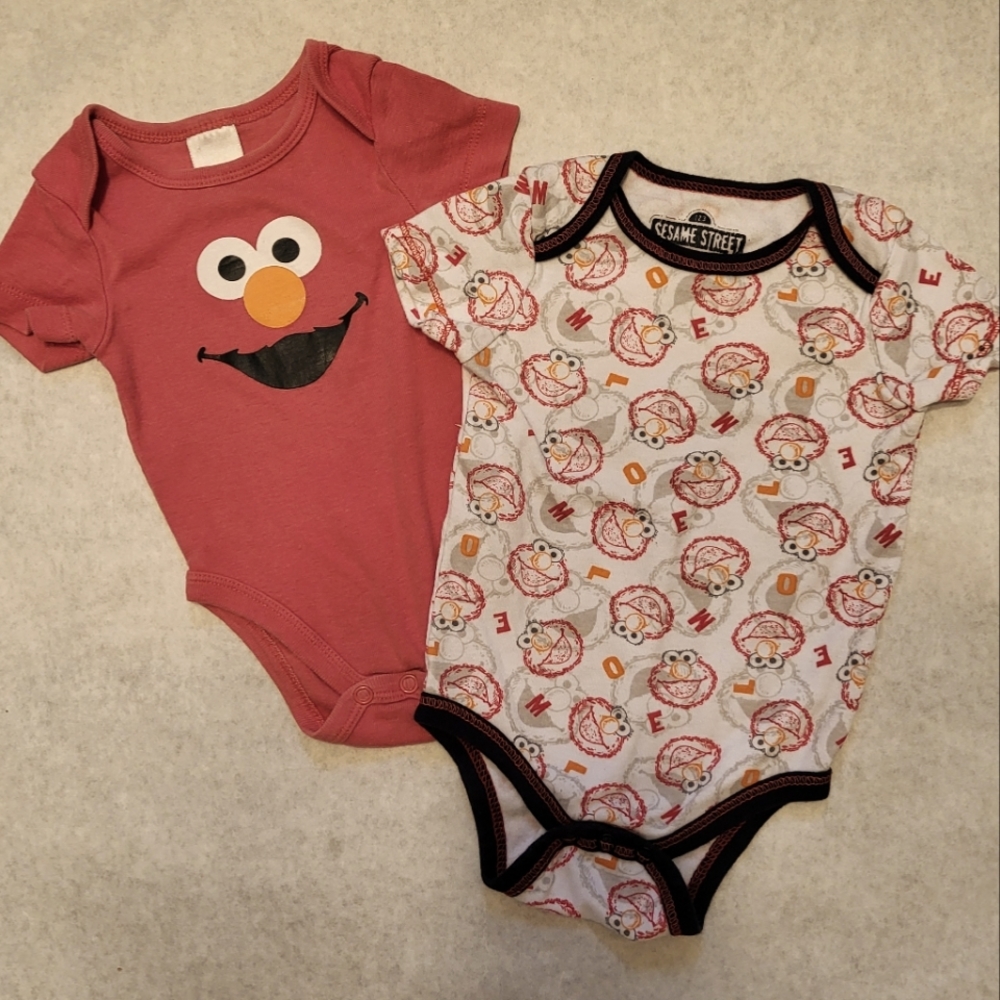 Two Sesame Street Elmo short sleeved onesies/bodysuits